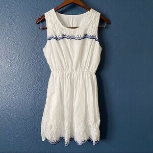 Dear 72 White Eyelet Embroidered Sleeveless Dress Women’s Size XS